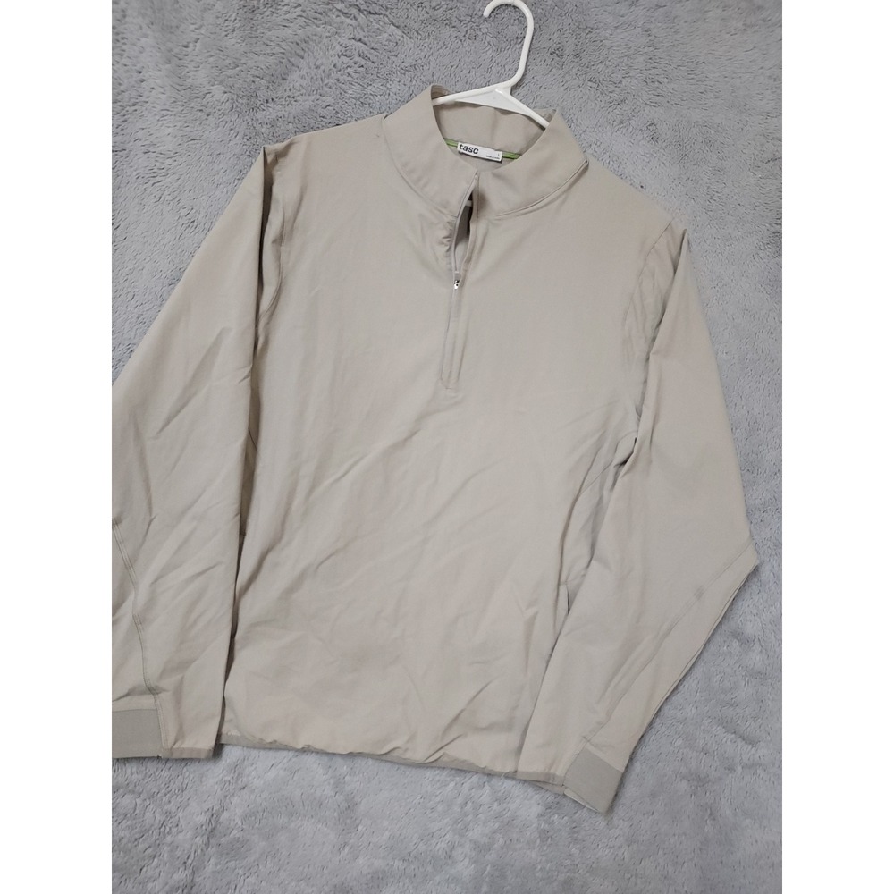 Tasc Jacket Mens Large Montery Wind Quarter Zip Performance Activewear Tan Golf
